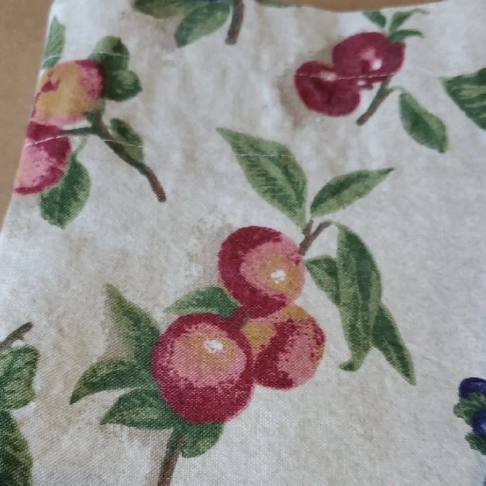 Longaberger Homestead-Fruit Medely Pattern Curtains 3 Panels Valance